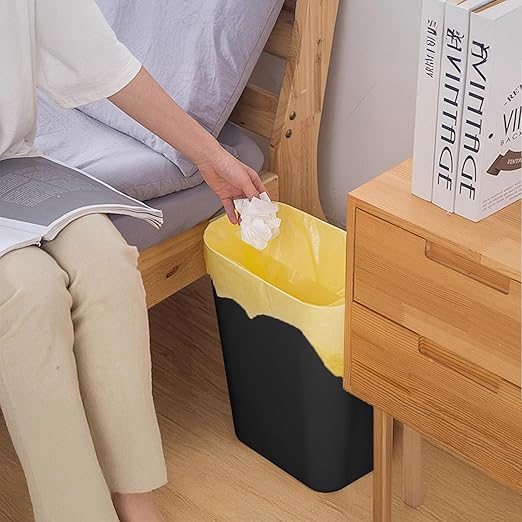 Platic Trash Can - Small Waste basketbin - 1.8 Gallon- for Office,Home,Bathroom,Kitchen - Black