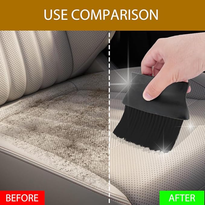 Auto Interior Dust Brush, Car Detailing Brush, Soft Bristles Auto Exterior Cleaning Whisk Broom, No-Scratch Car Dashboard Dusting Tool for Auto Air Conditioner Vent, Leather, Computer (Black)