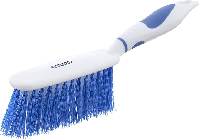 Dustpan and Brush Set, Hand Broom with Ergonomic Grip Handle - Rubber Edge for Easy Dirt Pickup, Durable Material - Blue Hand Brush by Superio