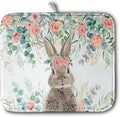 Easter Rabbit Dish Drying Mats for Kitchen Counter Easter Spring Watercolor Floral Bunny Absorbent Dish Drying Mat 16x18 Inch Absorbent Reversible Reusable Washable Dishes Drainer Mats