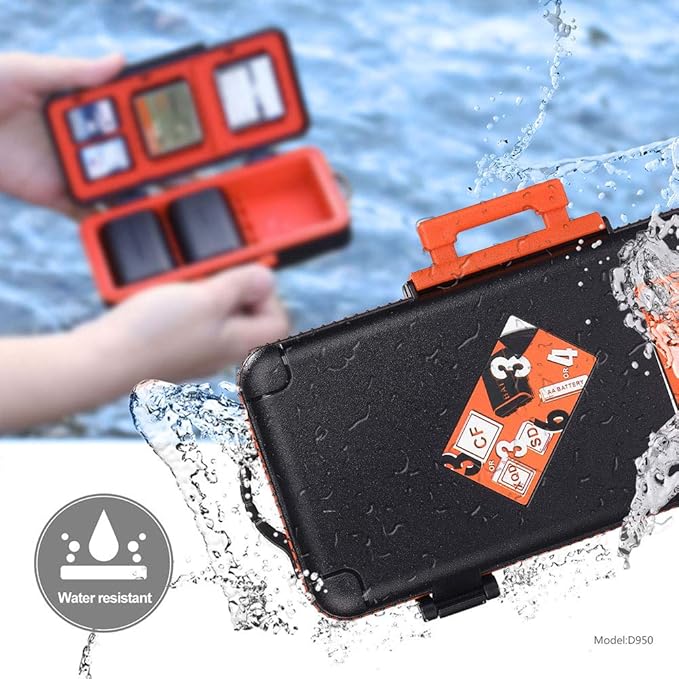 LENSGO Camera Battery Memory Card Case, Memory Card Hard Protector Case Water-Resistant Anti-Shock Compact Camera Battery Card Storage Box