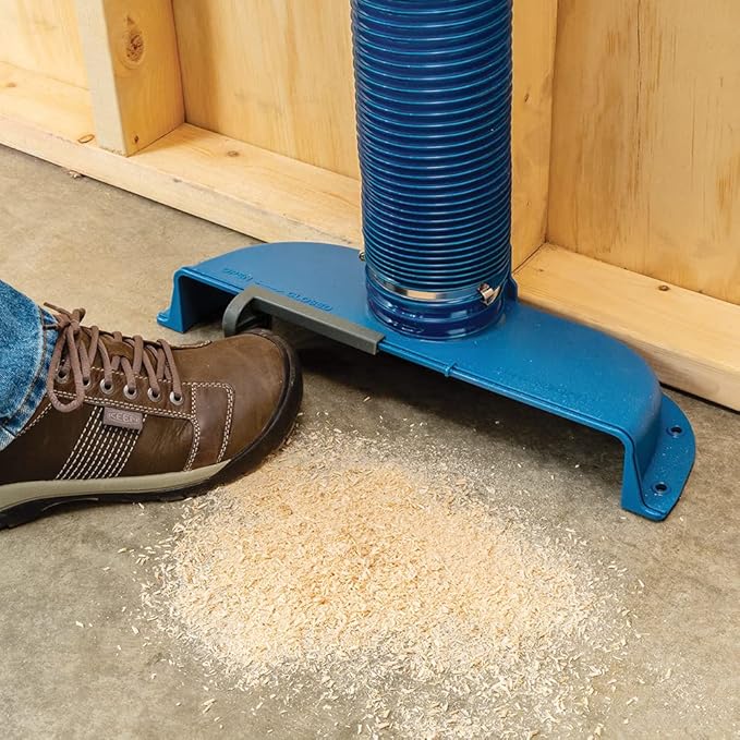 Floor Sweep w/Blast Gate - Dust Collectors for Woodworking Captures any Dust, & Debris - Easily Open Foot-Activated Dust Gate - Wall Mounted Dust Collector Accessories w/Pre-Drilled Mounting Holes