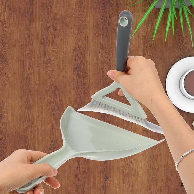 Mini Broom and Dustpan Set Portable Handheld Desktop Cleaning Kit Compact Small Dustpan Brush for Keyboard Laptop Tabletop Use
