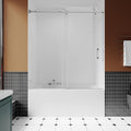 3/8" (10mm) Sliding Glass Shower Door for Bathtub, 56-60" W x 66" H Frameless Bathroom Door with Easy-Cleaning Coating,Bright Chrome