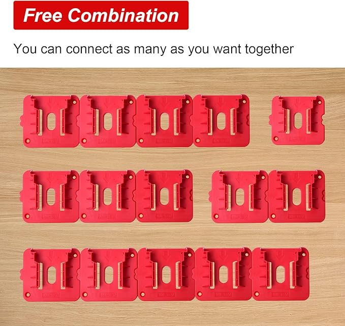 10 Pack Battery Holder for Milwaukee M18,Wall Mount M18 18v Battery Holder Storage Case Tool Holder for Shelf Work Van Toolbox