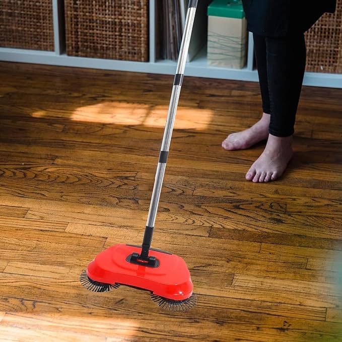 Hand Push Sweeperr - Manual Carpet Sweeperr, Non-Electric Floor Broom, Adjustable Handle Sweeping Brush, Indoor & Outdoor Floor Cleaner, Cordless Handheld Sweeperr, Push Floor Cleaning Tool for Home