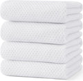 Kitinjoy 100% Cotton Waffle Weave Kitchen Towels (20 X 28 Inches, White), 4-Pack Super Soft and Absorbent Dish Towel for Drying Dishes