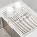 Silicone Dish Drying Mat, Stone Drying Mat for Kitchen Counter with Built-In Drain, Non-Slip Drain Pad with Built-in Drain, Heat Resistant Stone Drying Mat, 1Pcs 20" x 15", Cream