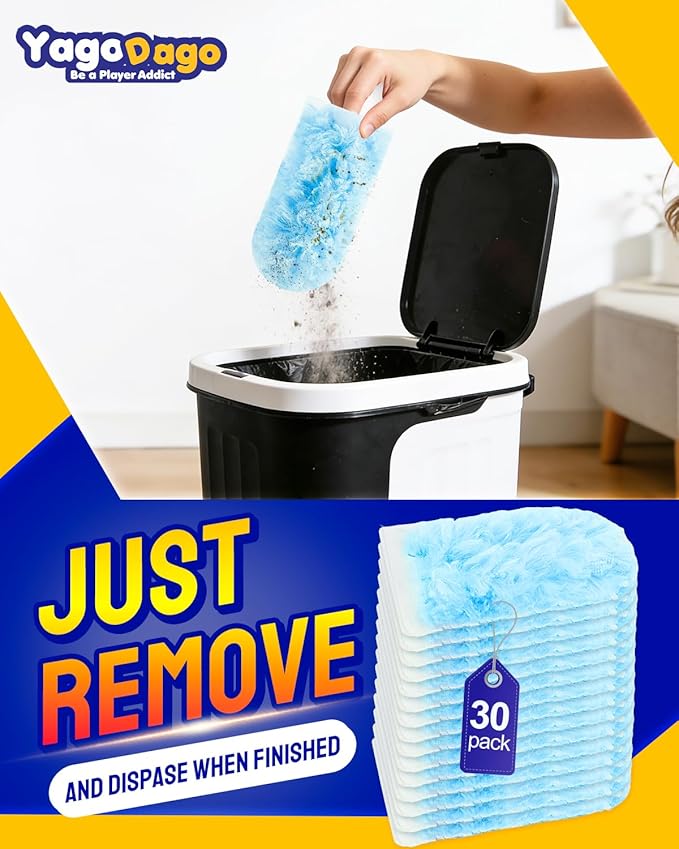 32 Count Dusters Refills with 2 Handles, 360 Heavy Duty Dusters Refills Compatible with Swiffer Duster Handle, Compatible with Swiffer Duster Refill 360 for Dusting Blinds, Home Cleaning