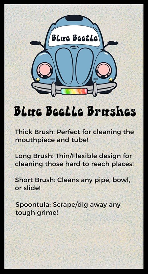 Blue Beetle Brushes | Multi-Use Glass Cleaner Kit - 5-Piece Brush & Scraper Set for Glass, Ceramic and Glass Pipe Cleaner
