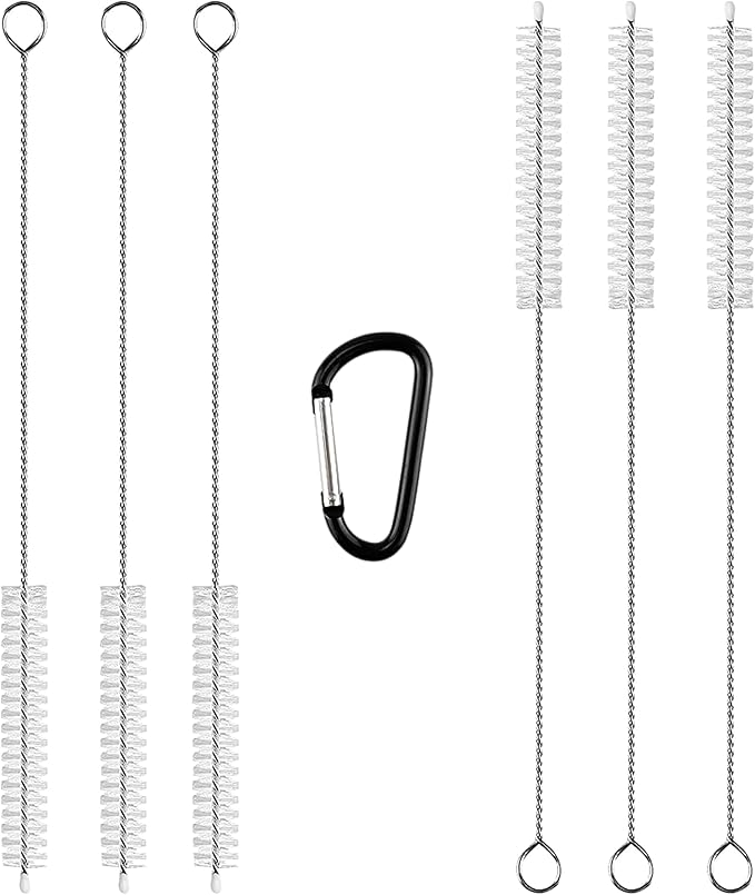 6 Straw Cleaner Brush Extra Long - Set of 6 Metal Straw Cleaner - Straw Cleaning Brush for Reusable Straws