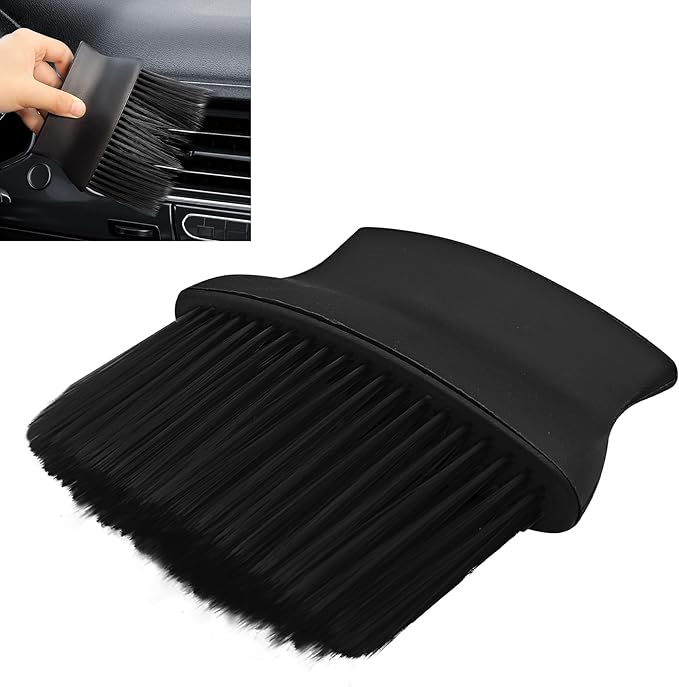 Auto Interior Dust Brush, Car Detailing Brush, Soft Bristles Auto Exterior Cleaning Whisk Broom, No-Scratch Car Dashboard Dusting Tool for Auto Air Conditioner Vent, Leather, Computer (Black)