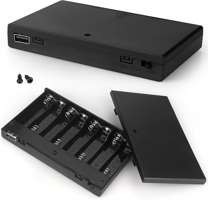 2 PCS 8 AA Battery Holder with USB Port,12V Battery Box Case,2PCS 8 x 1.5V AA Battery Holder Case