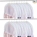 Patelai 16 Pcs 2" Gusseted Shoulder Covers for Hanging Clothes 24" x 12" Plastic Garment Dust Covers Protectors for Closet Storage Suit, Coats, Jackets, Dress Closet Storage(Translucent)