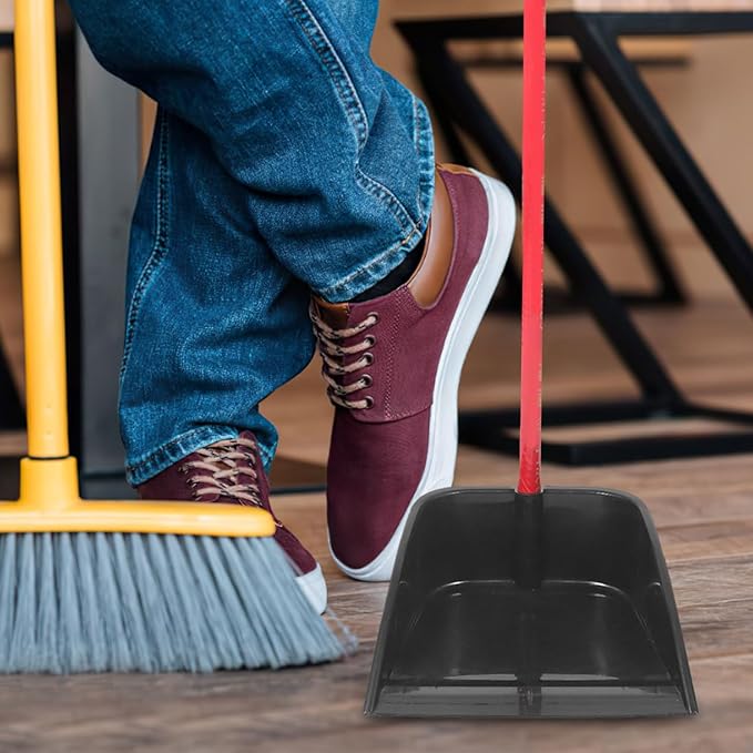 EXCEART Upright Dustpan with Long Handle 27.95 Inch Lightweight Plastic Household Cleaning Shovel Large Capacity Dust Pan for Home Office Garage