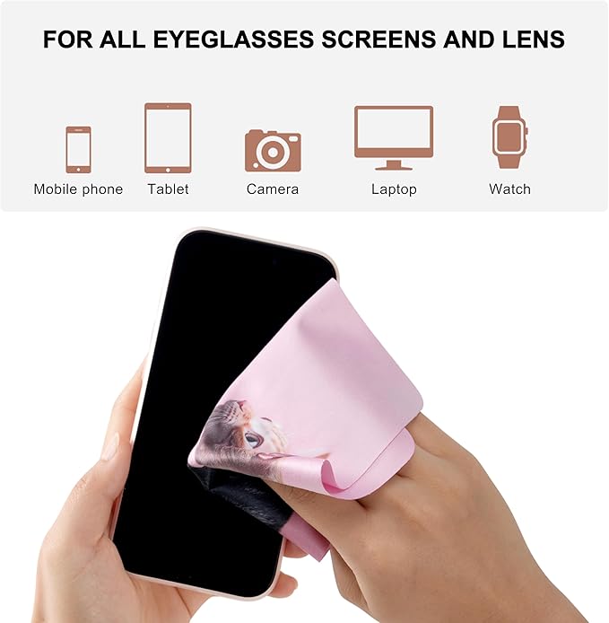 Anywind Microfiber Glasses Cleaner Cloth,Cute Cat Cleaning Clothes for Eyeglass,Phone, Screens, Camera Lens -6pcs