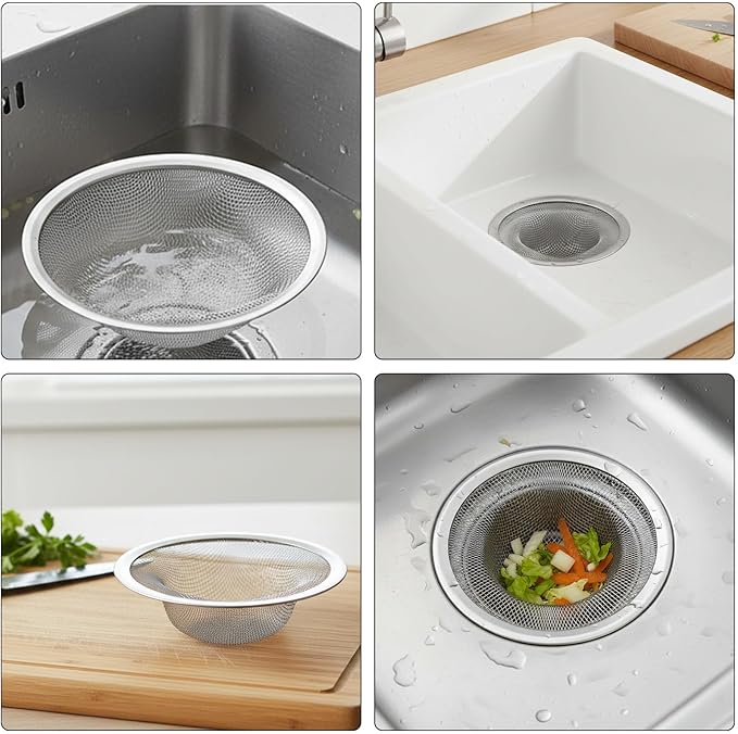 40 Pcs Mesh Sink Strainer, 4.5" Diameter Stainless Steel Slop Basket Filter Trap Metal Durable Kitchen Sink Drain Strainer with Large Wide Rim for The Sinks in Kitchen Bathroom Shower Drain