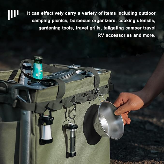 Car Trunk Organizer, Large Capacity Collapsible Tote Wearable Cleaning Caddy Bag w/Adjustable Straps, Multifunctional Vehicle Storage Box for Groceries Tools Cleaning Supplies (Army Green)