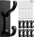 pickpiff Wall Hooks with Adhesive Strip - Easy to Remove, No Residue, Strong Heavy Duty Sticky Towel Hook, 8 Pack Black