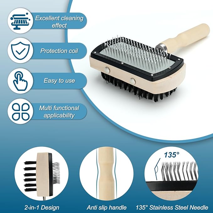 Cenipar Air Conditioner Coil Cleaning Brush Kits - Double Sided HVAC Brush AC Coil Cleaner Brush and Metal Radiator Fin Comb Compatible with Air Conditioner HVAC Fin Comb Straightener