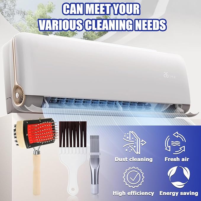 BOJACK Air Conditioner Condenser Fin Cleaning Brush Kit, Fridge Coil Cleaning Brush Supplies, Evaporator Radiator Fin Repair & Fridge Cleaning Tool, Stainless Steel HVAC Coil Cleaner for AC(Pack of 3)