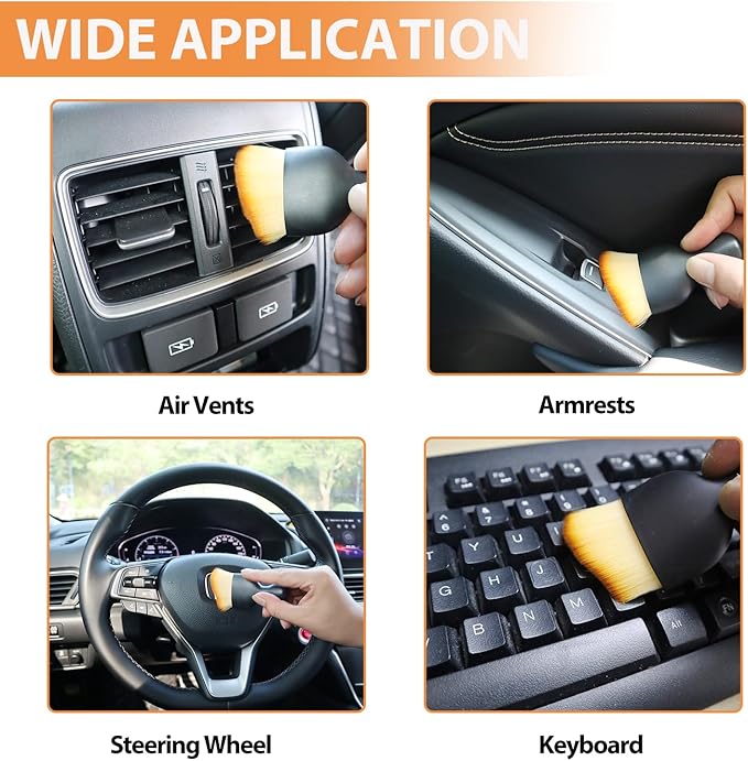 Car Interior Detailing Brush Soft Bristle Detail Brushes,Dash Duster Cleaning Brush,Car Accessories for Women/Men,Interior Cleaning Tool for Automotive,Truck,SUV,RV(Purple)