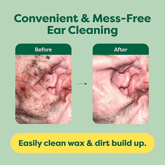Earth Rated Dog Ear Wipes, Vet-Developed Pet Ear Wipes for Dogs & Cats, Hypoallergenic Cleaner to Remove Dirt and Wax, Wild Oat Scent, 70 Count