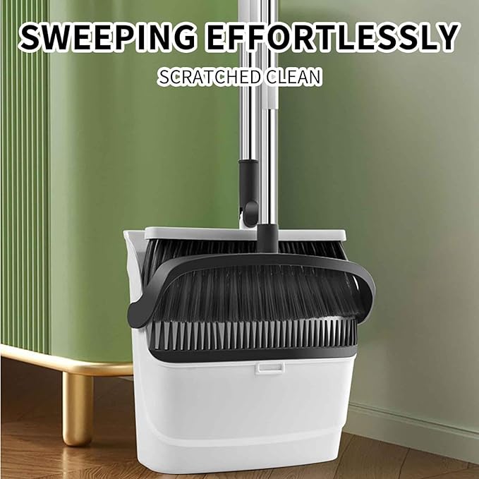 Broom and Dustpan Set Widened Thickened, Folding Dustpan with Handle, Soft Bristle Brooms for Sweeping Indoor, Dustpans Long Handle, New House Essentials, Apartment Must Haves, Tool Set