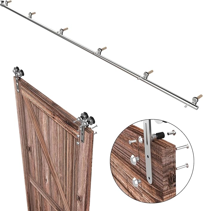 TSMST 10FT Sliding Barn Door Hardware Kit, Stainless Steel Heavy Duty Sturdy Barn Door Track for Single Wood Door, Slide Smoothly Quietly (Y Style)