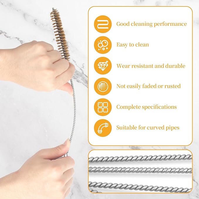 Tube Brush Kit 7pcs Brass Wire Tube Brushes Stainless Steel Bottle Brush Long Handle 11'' Wire Brushes for Cleaning Wire Pipe Tube Cleaner - 6mm/8mm/10mm/12mm/15mm/20mm/22mm