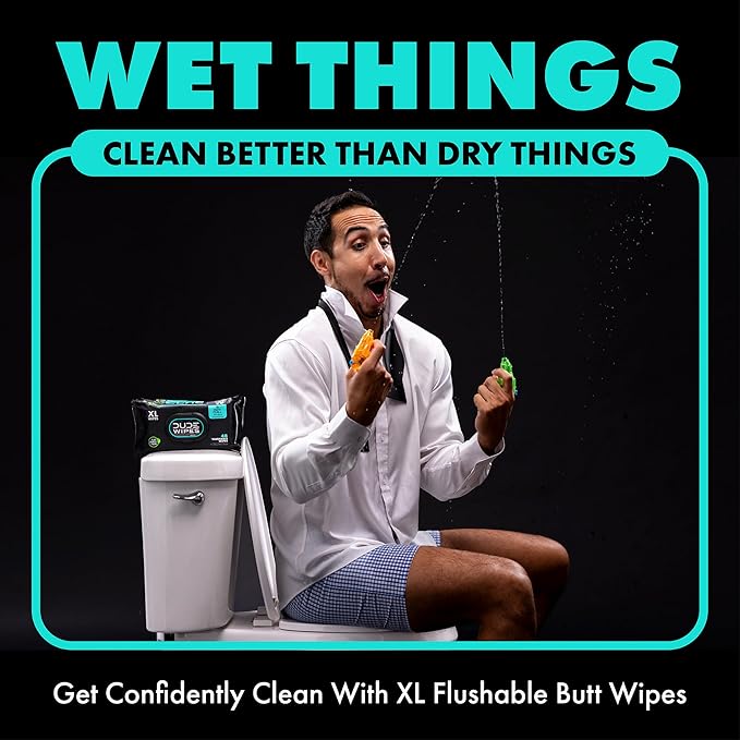 DUDE Wipes Mint Chill Travel Wipes - 6 Packs of 18 (108 Count) - Extra-Large Adult Flushable Wipes - Infused with Tea Tree Oil, Vitamin E, and Aloe - Septic and Sewer Safe