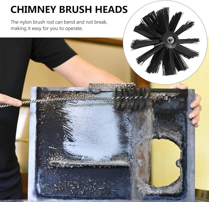 Chimney Brush Head Replacement Dryer Vent Pipe Cleaning Brush Compatible with Electric Drill for Home Vent and Duct Maintenance 3.93X3.93X2.16In