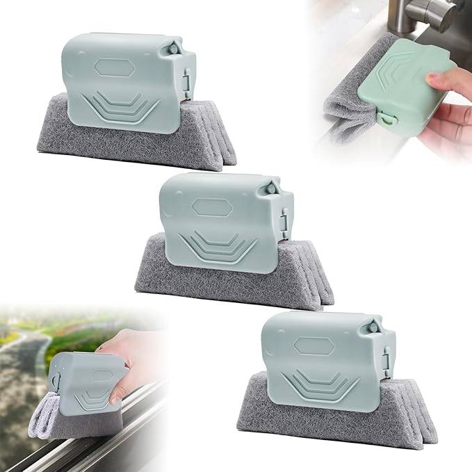 Magic Window Track Cleaner, 2025 Upgrad Window Groove Cleaning Brush Tools Set, Hand-held Window Track Cleaner Brushes Tools Set for Window lides Gaps Tile Lines Shutter Car Vents (Gray 3PCS)
