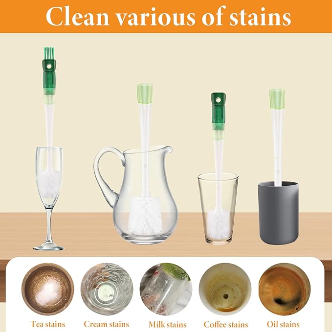 5 in 1 Water Bottle Brushes for Cleaning, Easily Cleans The Cup Mouth, Lid, Bottom, and Straw.Multifunctional Insulation Bottle Cleaning Tools, Home Kitchen Cleaning Tools