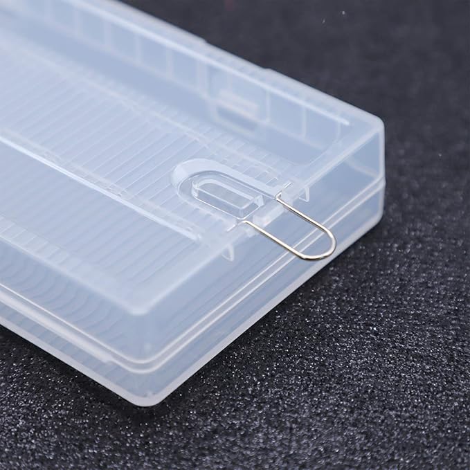 2 Pack 8 Cell 18650 Plastic Battery Storage Case with Hook Holder Waterproof Transparent Clear Hard Plastic Battery Box Organizer for 8 x 18650 Size Batteries