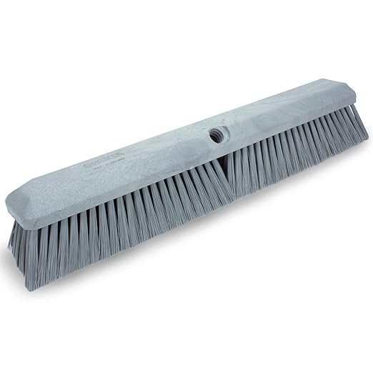 SPARTA Omni Sweep Plastic Push Broom Head, Heavy Duty, Industrial Broom With Color Code System For Outdoor, Indoor, Garage, Concrete, Patio, Kitchen, Bathroom, 18 Inches, Gray