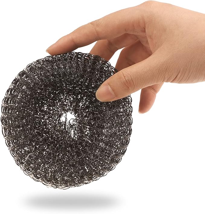 Heavy-Duty Stainless Steel Wool Barbecue Grill Cleaning Scrubber Pads, Replacement Steel Wool Brush Head, 2 Pack