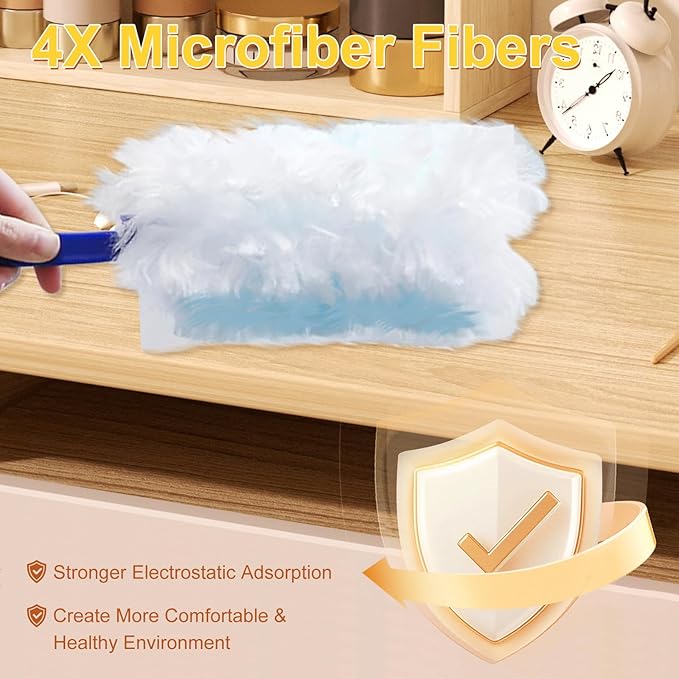 40-Piece Duster Refills,Static Dust Removal Brush Disposable Replacement Head Compatible with Swiffer Duster Refills， Multi-Surface Dusters for Cleaning Furniture, Blinds, Electronics & Corners