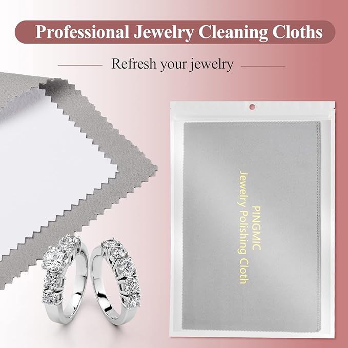 PINGMIC 6 Jewelry Cleaning Cloth, Professional Silver Polishing Cloth for Jewelry Sterling Silver Gold Platinum Copper Diamond, Multi-Layer polishing Cloths (11'' x 14'' * 2 Pcs, 4'' x 8'' *4 Pcs)