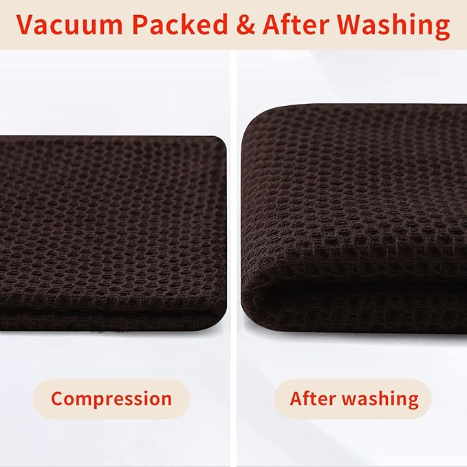 Homaxy 100% Cotton Kitchen Towels and Dishcloths Set, 12 x 12 Inches and 13 x 28 Inches, Set of 8 Bulk Kitchen Towels Set, Ultra Soft Absorbent Dish Cloths for Washing Dishes, Dark Brown