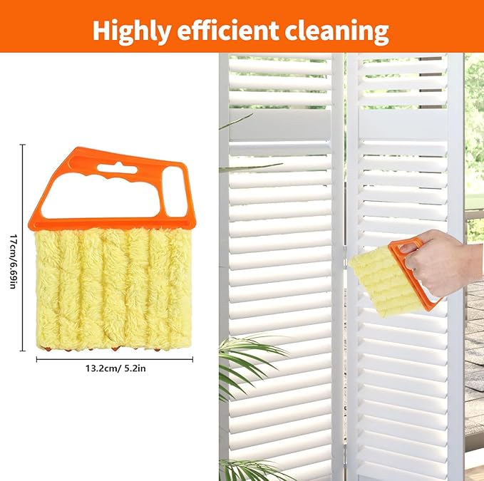 12 Pcs Window Venetian Blind Cleaner Duster Tool, Microfiber 6 Finger Duster Brush for Cleaning Window Shutters, Air Conditioner, Wood & Vinyl Blinds, Includes 6 Cloth Covers (12)