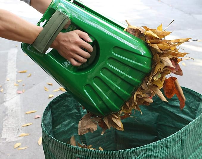 Gardzen Large Leaf Scoop Hand Rakes, Debris and Yard Waste Removal, Comes with 72 Gallon Garden Bag, Work Gloves, Protective Pads(Green)