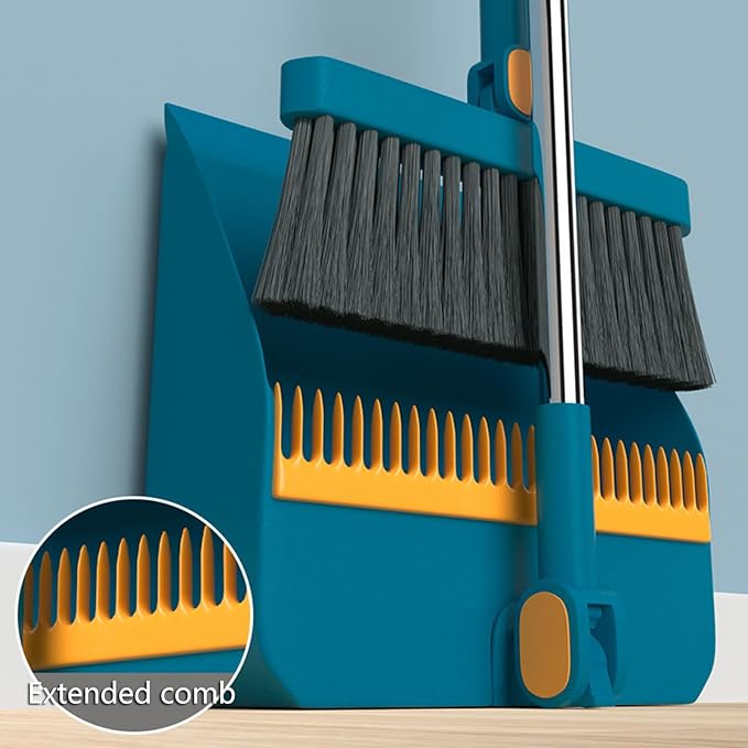 Space Saving Folding Broom and Dustpan Set with Adjustable Length for in Various Indoor Environment Hotel