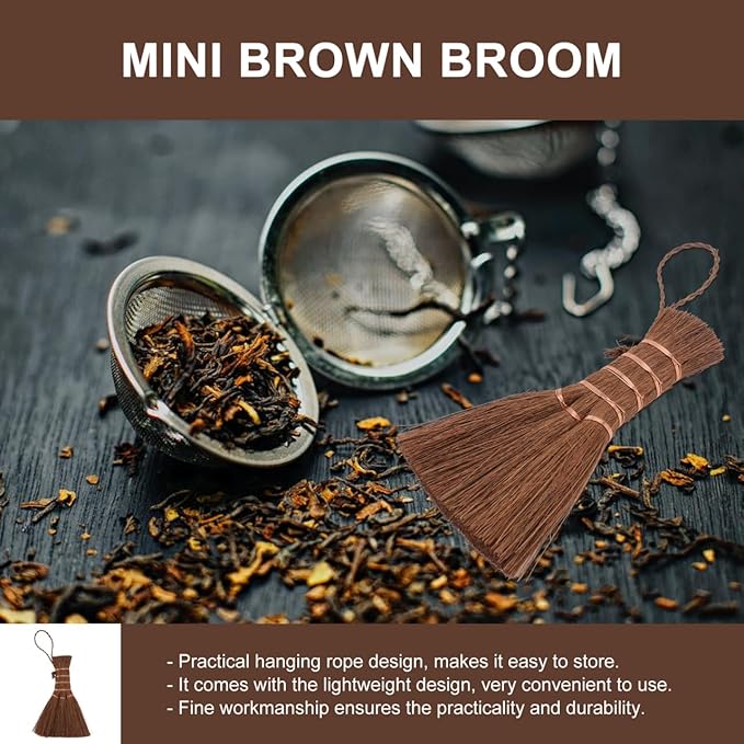 Mini Palm Whisk Broom for Tea Ceremony Small Soft Bristle Cleaning Brush with Hanging Rope Practical Natural Straw Brush for Home Kitchen Table Cleaning 5.51X3.14X1.96 Inches