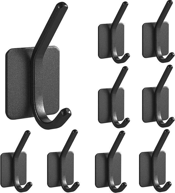 Paoli Heavy Duty Self Adhesive Hooks - Sturdy self Adhesive Hooks for Home, School and Office Easy to fit and Remove,with a Maximum Load Capacity of 30lb(Black 9PC