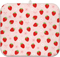 Strawberry Dish Drying Mat for Kitchen Counter,Pink Cute Floral Bow Microfiber Drying Mat,Washable Absorbent Kitchen Countertop Dish Draining Mat,16×18Inch