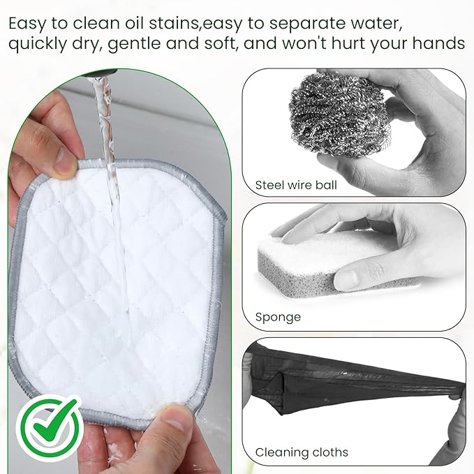 TIESOME 6Pcs Newly Upgraded Double Side Non Scratch Wire Dishcloths, Reusable Multipurpose Wire Dishwashing Rags for Wet and Dry Round Wire Washing Cloth for Kitchen, Sinks, Pots, Pans(6)