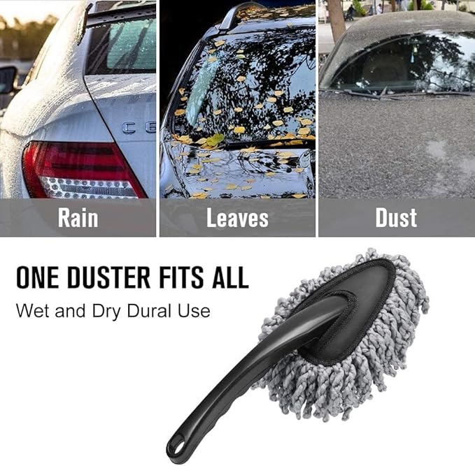 Multi-Functional Car Duster Cleaning Dirt Dust Clean Brush Dusting Tool Mop Gray Car Cleaning Products