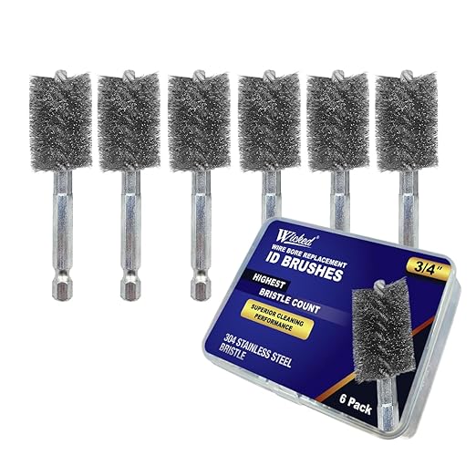WICKED Professional ID Copper Tube Pipe Cleaner Replacement Brushes (3/4" (6-Pack))