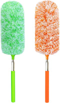 2 Pack Extendable Microfiber Feather Duster, Electrostatic Microfiber Head, Up to 30 Inch Extension Pole, Car Duster, Telescoping Feather Dusters for Cleaning
